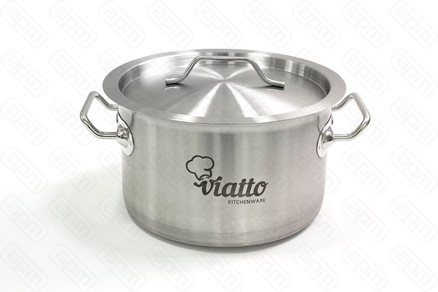 Кастрюля нерж с тройным дном 220х130мм объем 5L с двручками 101342  Viatto 